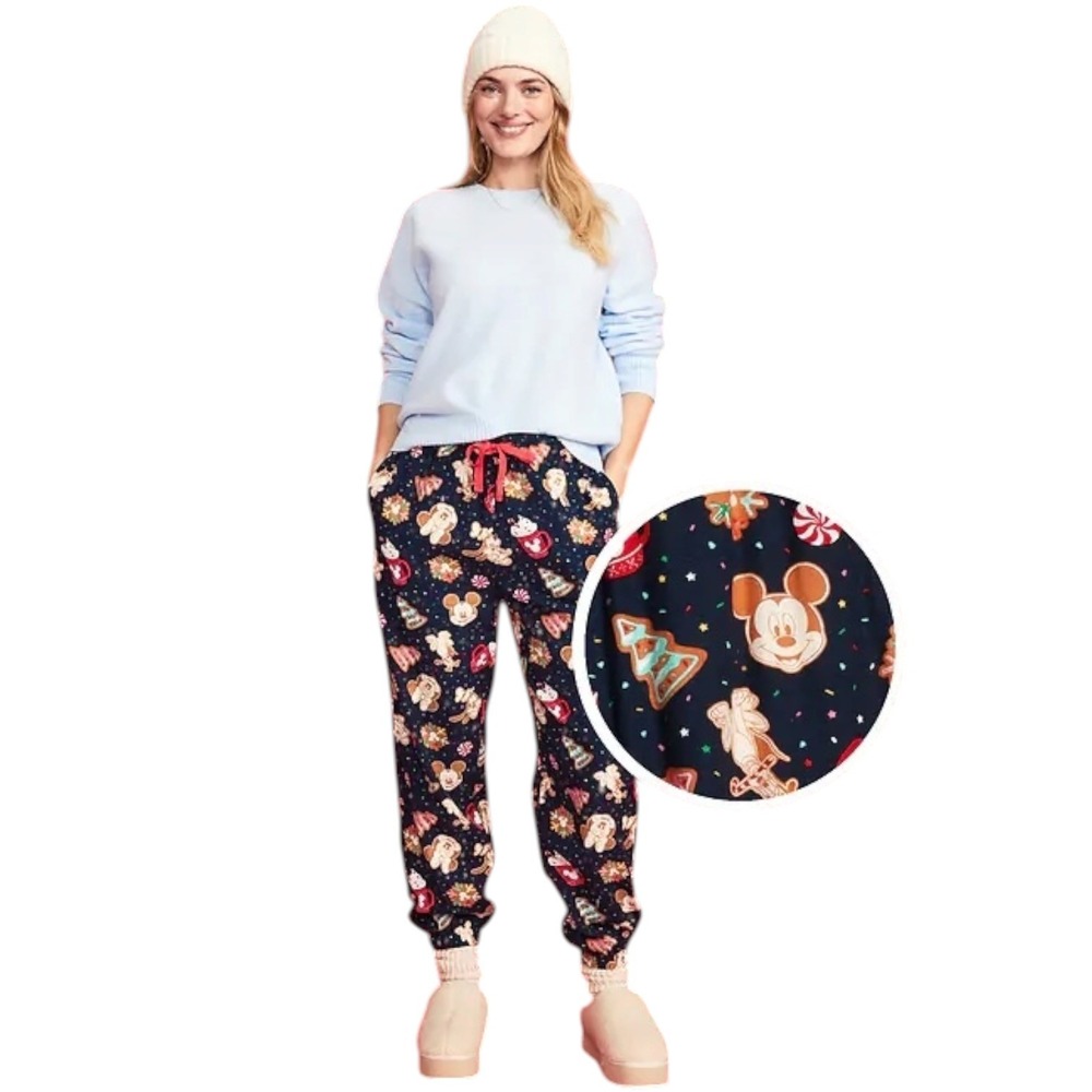 Old Navy x Disney Mickey Mouse Christmas Gingerbread Pajamas Pants SZ Small NWT